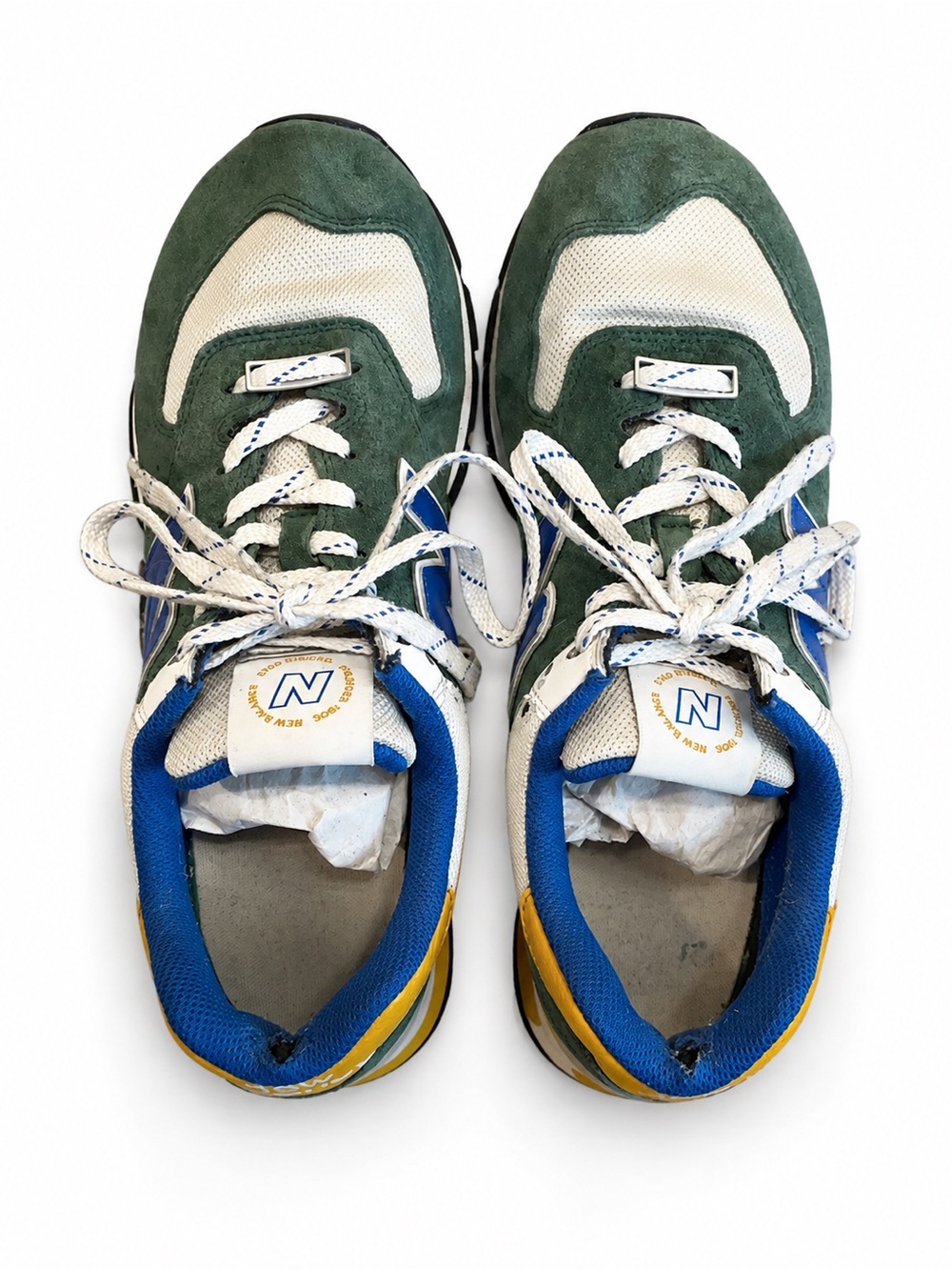 New Balance Men’s Green, Blue & Yellow Suede Mesh Sneakers